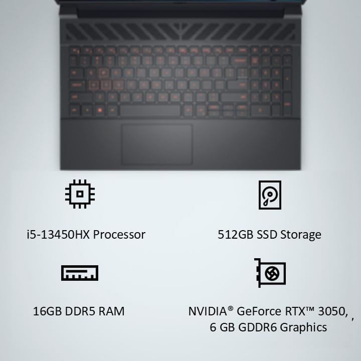 Dell G15-5530 Gaming Laptop | Intel Core i5-13450HX 13th Gen | NVIDIA GeForce RTX 3050 6GB | 16GB RAM | 512GB SSD | 15.6" FHD Display | Windows 11 - Image 3
