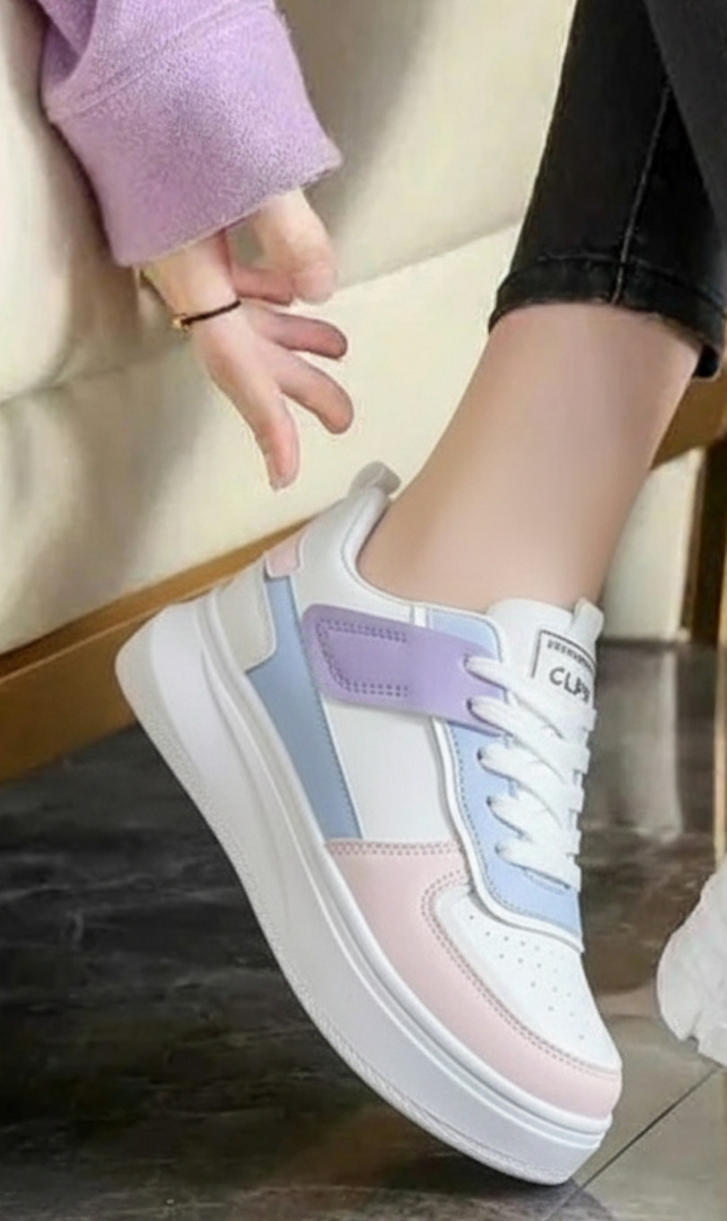Shozie Stylish Sneakers Shoes for Women And Girls Sneakers For Women (White, Purple , 3)