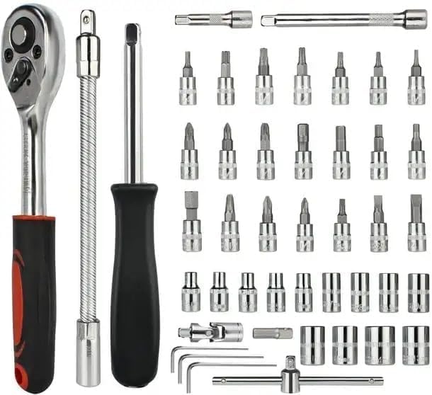 Fancy Products 46-in-1 Drive Socket Set ? Auto Repair Hand Tool Kit with Ratchet, Metric Sockets, Hex Wrenches & Screwdriver Bits | Portable Storage Case - Image 3