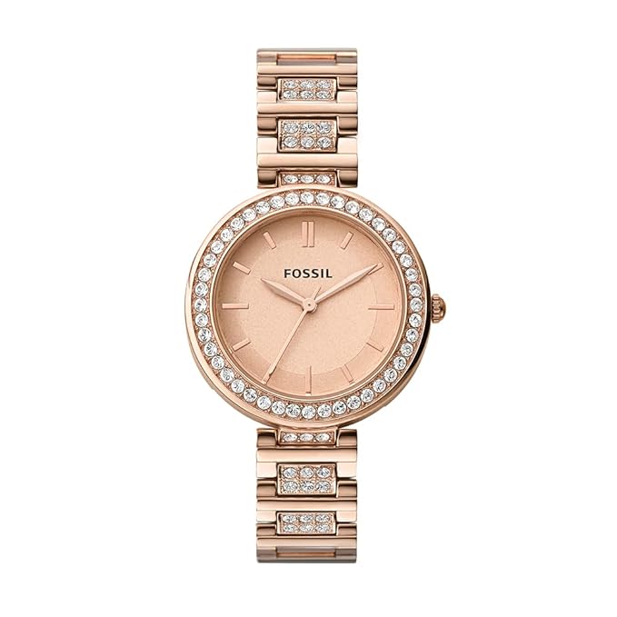 Stainless Steel Women Karli Rose Gold Dial Analog Watch Bq3181, Rose Gold Band