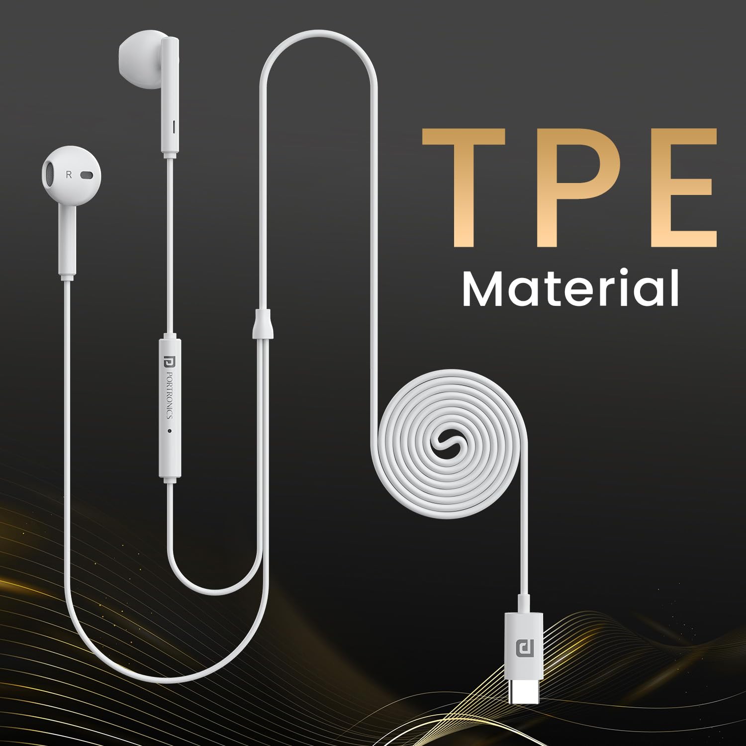 Portronics Conch Theta C Type-C Wired In-Ear Earphones with HD Mic | 14.2mm Dynamic Drivers | In-Line Controls | Tangle-Free TPE Cable | Compatible with Smartphones, Tablets & Laptops | White - Image 6