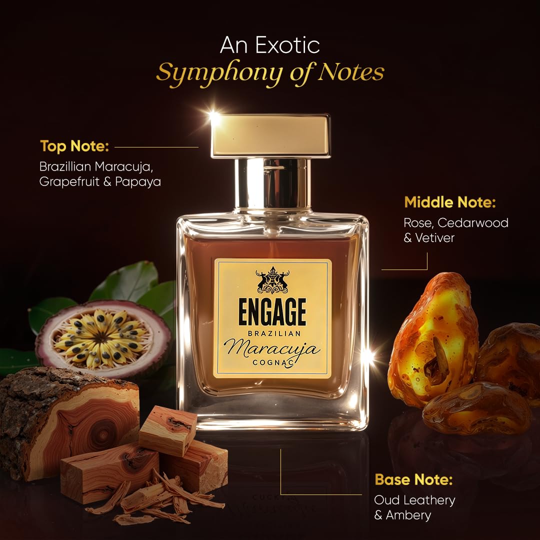 Engage Brazilian Maracuja Cognac Eau De Perfume for Men | Long-Lasting Luxury Fragrance with Amber, Leather & Oud - Image 3
