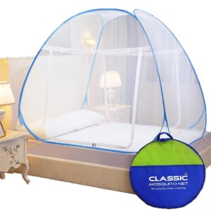 P. King Size or Queen size Pop Up Mosquito Net for Double Bed | 30 GSM Fine Polyester Mesh | Foldable Machardani with 360? Mosquito & Insect Protection | Washable, Breathable & Reusable | Easy Installation