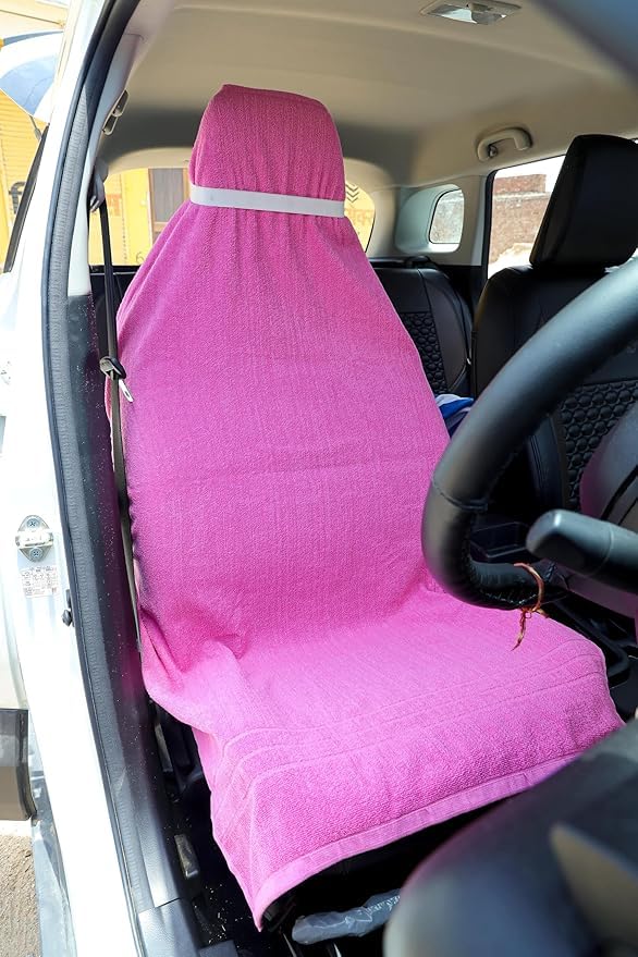 Premium 550 GSM Cotton Car Seat Towel Cover with Matching Car Cleaning Cloth Combo | Universal Fit with Tie Knots | Soft, Absorbent & Washable