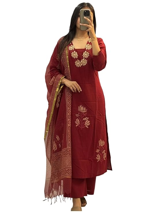 Women's Rayon Viscose Straight Fit Printed & Embroidered Kurta with Pant & Dupatta | Ethnic Kurta Set for Daily, Office & Festive Wear