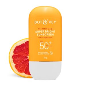 Dot & Key Vitamin C + E Super Bright Sunscreen SPF 50+ PA++++ ? Water-Light Fluid with New-Age UV Filters, Glow Boosting & Anti-Dullness Formula, No White Cast (50g)