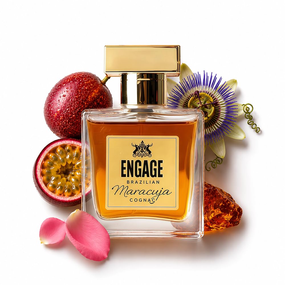 Engage Brazilian Maracuja Cognac Eau De Perfume for Men | Long-Lasting Luxury Fragrance with Amber, Leather & Oud
