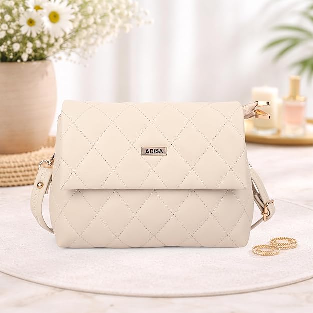 ADISA Women's Girls Quilted Cross Body Sling Bag with Height Adjustable Belt - Image 4