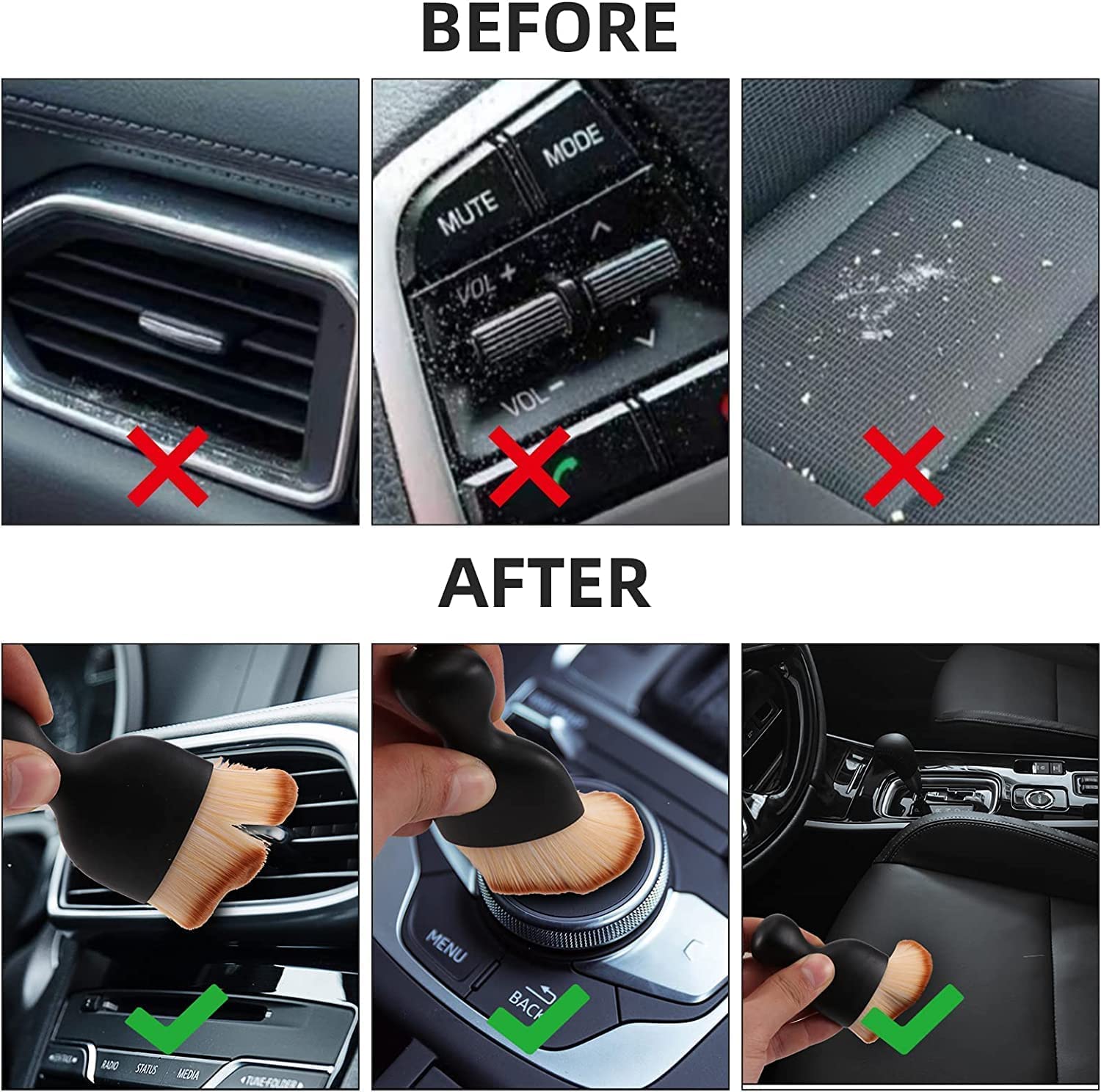 Car Interior Dust Cleaning Brush ? Soft Bristle Detailing Brush for Dashboard, AC Vents, Leather, Console, Electronics & Home Surfaces | Scratch-Free Cleaning - Image 7
