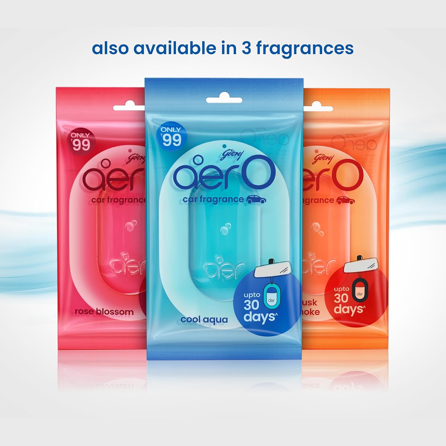 Godrej aer O ? Hanging Car Air Freshener ? Assorted Pack of 3 (22.5g) | Gel Lasts up to 30 days | Car Accessories - Image 3