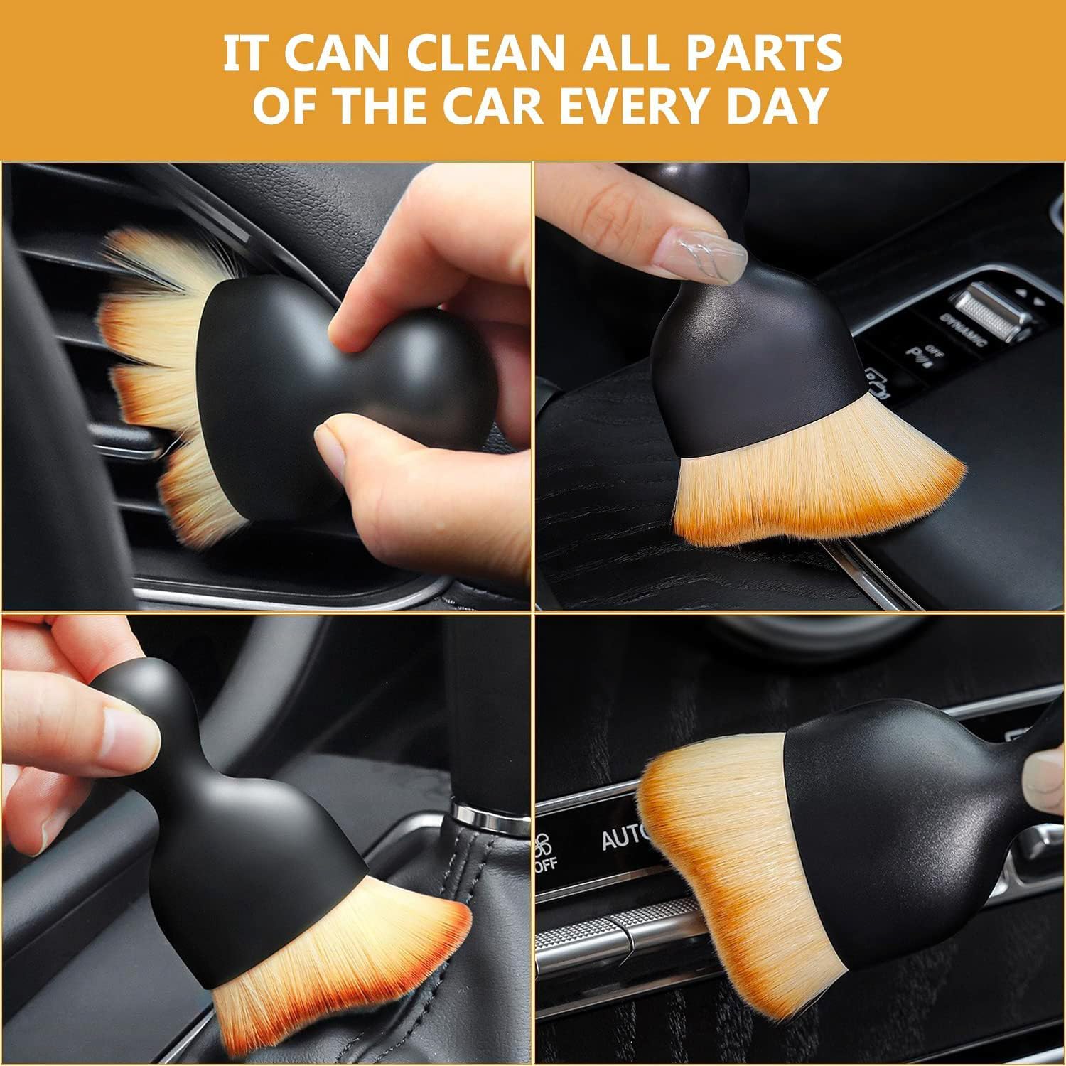Car Interior Dust Cleaning Brush ? Soft Bristle Detailing Brush for Dashboard, AC Vents, Leather, Console, Electronics & Home Surfaces | Scratch-Free Cleaning - Image 3