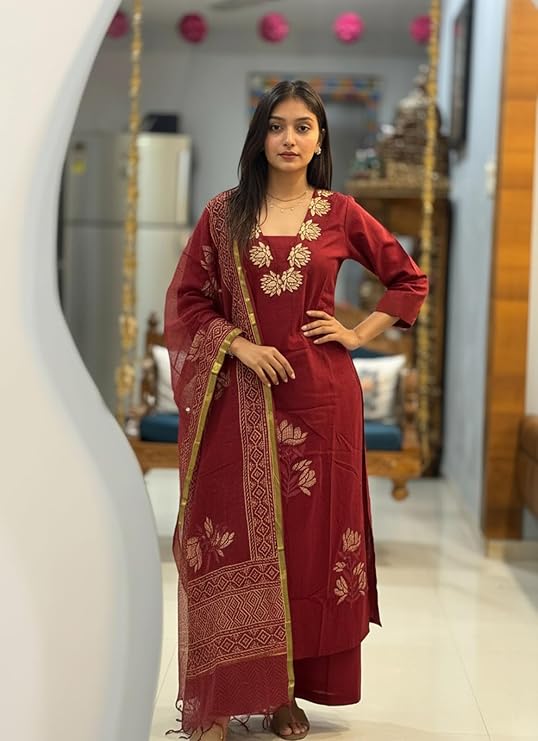 Women's Rayon Viscose Straight Fit Printed & Embroidered Kurta with Pant & Dupatta | Ethnic Kurta Set for Daily, Office & Festive Wear - Image 3