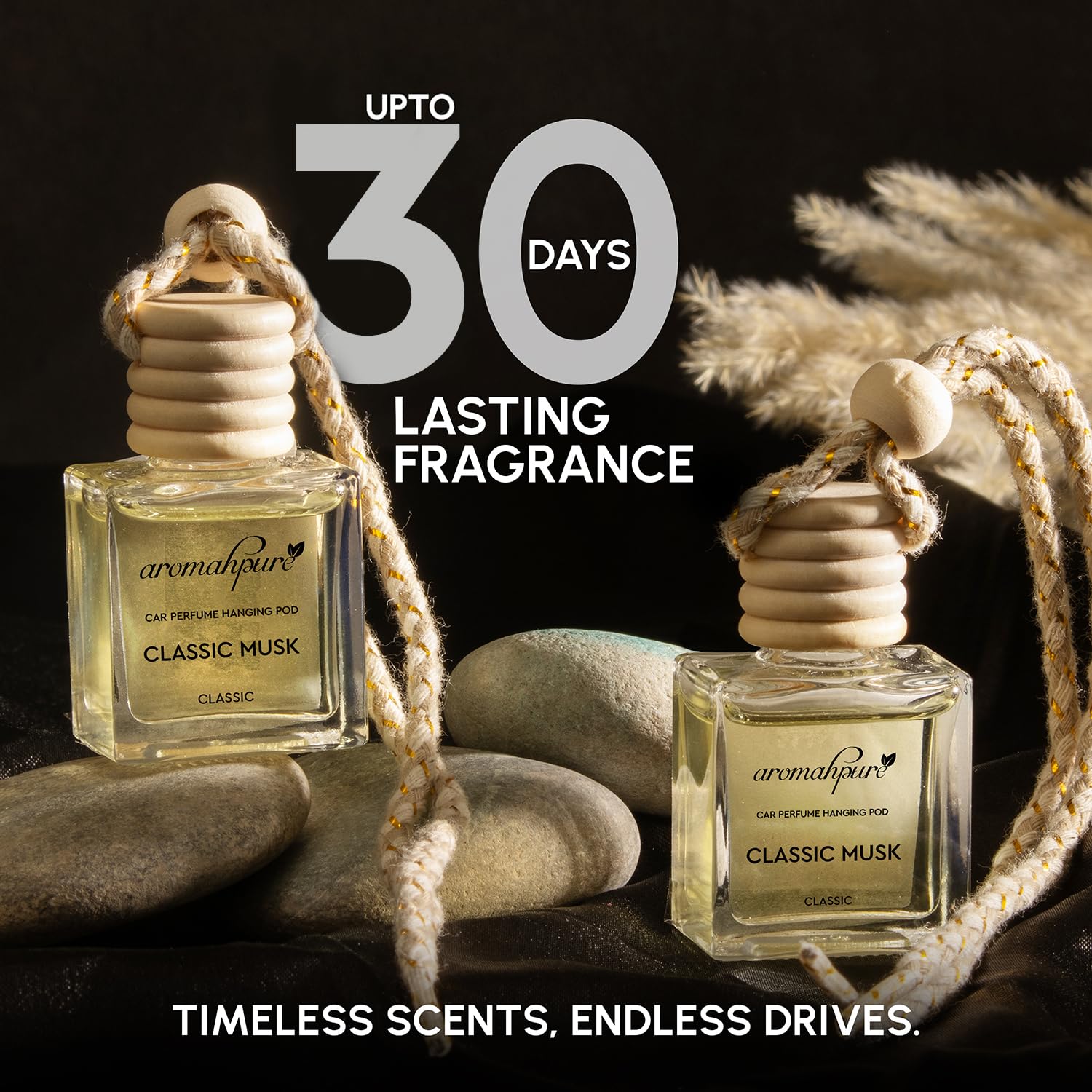 Premium Car Perfume Hanging Pod | 10ml Musk Fragrance Car Air Freshener | Natural Essential Fragrance Oils | Glass Bottle with Wooden Diffuser Lid | Long-Lasting Up to 30 Days | IFRA Certified - Image 3