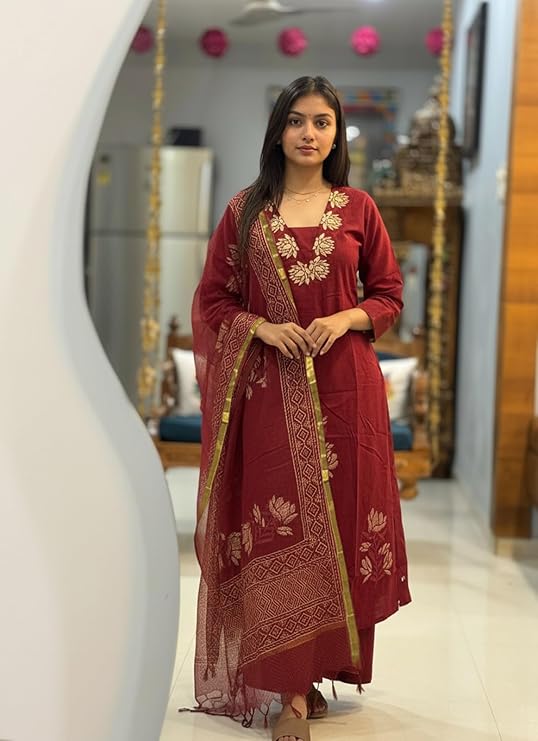 Women's Rayon Viscose Straight Fit Printed & Embroidered Kurta with Pant & Dupatta | Ethnic Kurta Set for Daily, Office & Festive Wear - Image 4