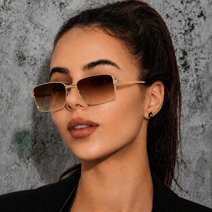 UV Protected Retro REctangular Sunglasses For Men & Women - Image 2