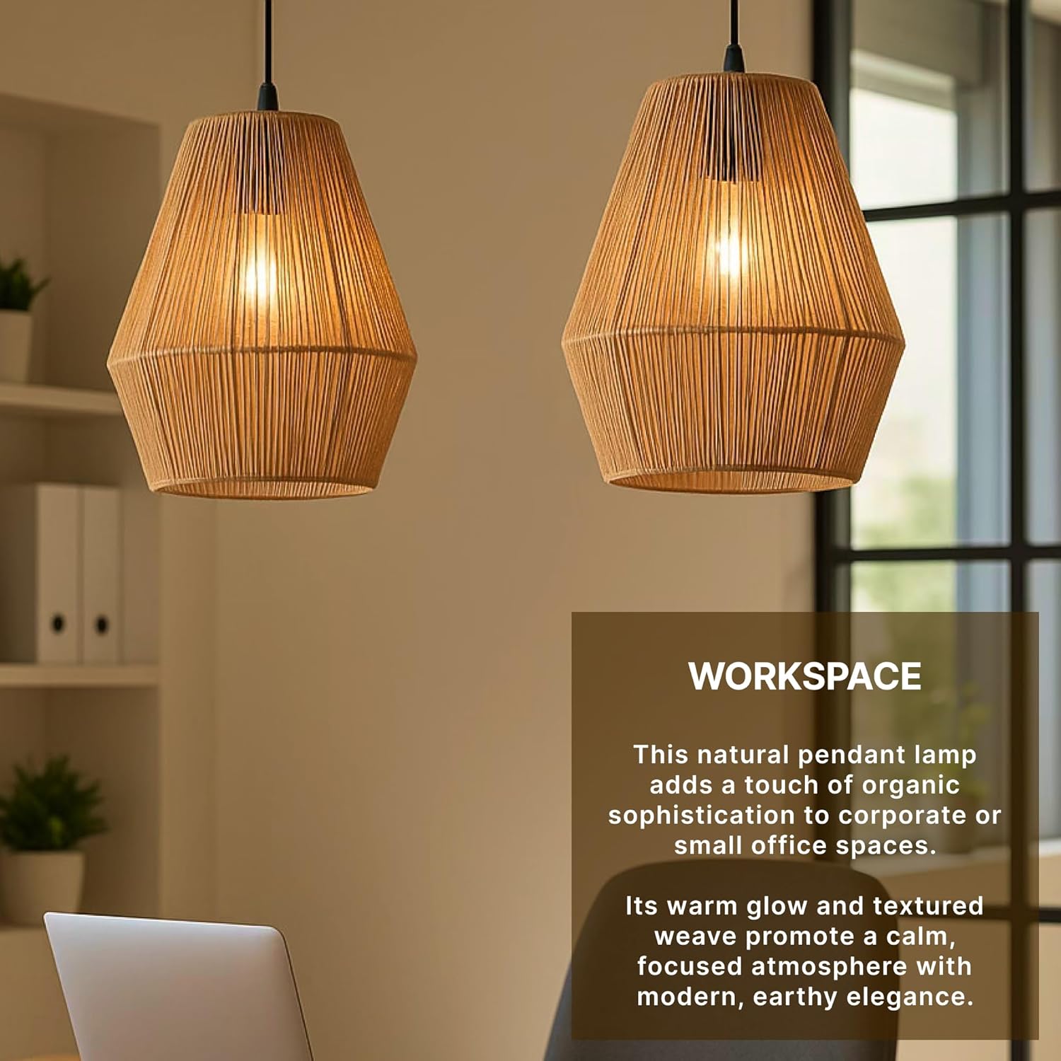 Habere India Bamboo Rattan Ceiling Lampshade | Handcrafted Cane & Wicker Hanging Light | Decorative Pendant Lamp for Living Room, Bedroom, Caf? & Dining - Image 3
