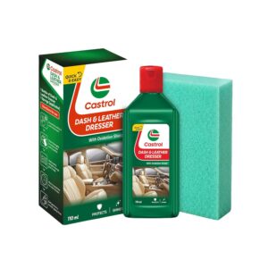 Castrol Dash & Leather Dresser (110 ml) ? Dashboard, Leather, Vinyl & Rubber Polish | UV & Heat Protection | Restores Shine | Non-Greasy Finish | Oxidation Shield
