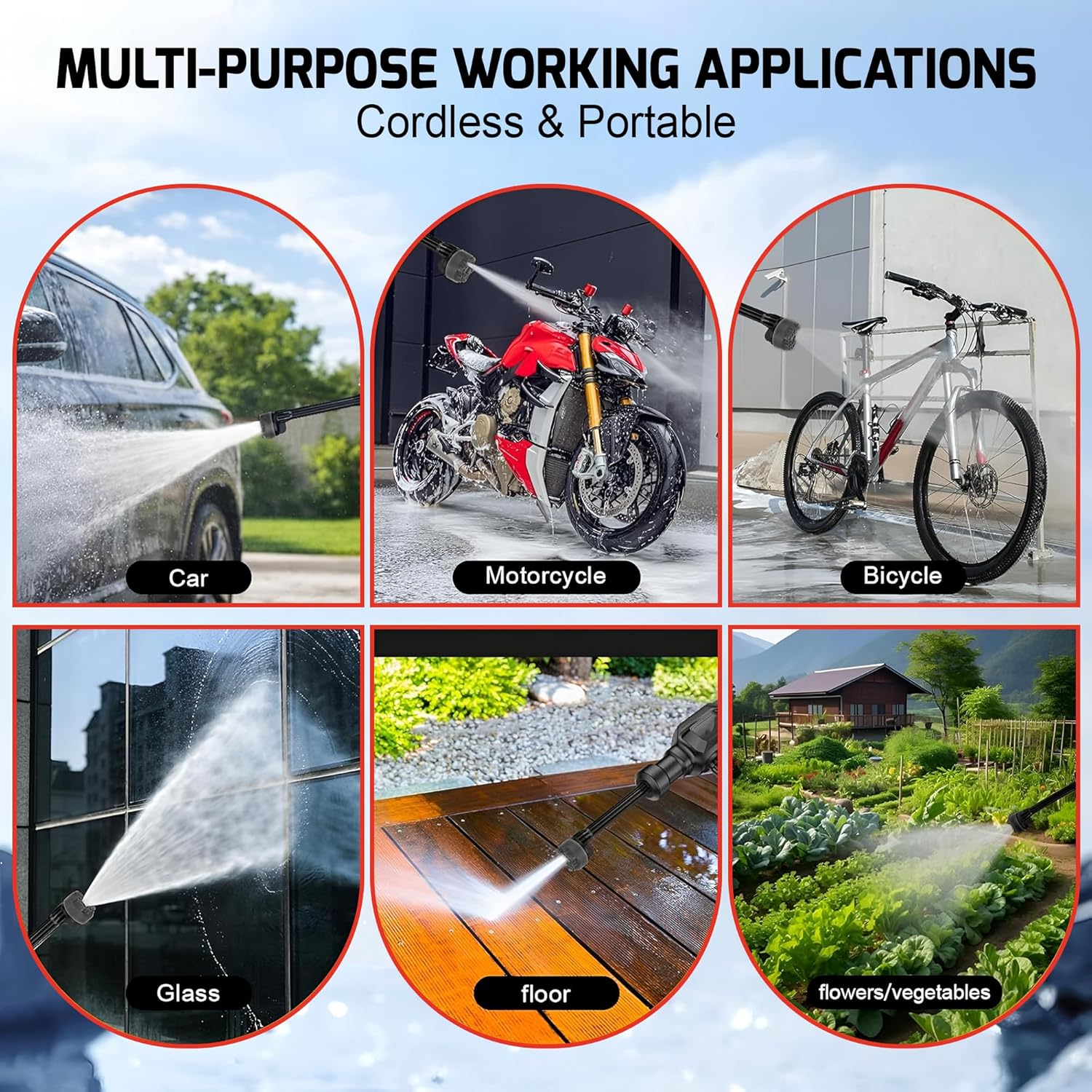 Kapicon KP-RBPW Cordless Pressure Washer 48V 12000mAh Battery | 80 Bar Portable High Pressure Car Washer with Spray Gun | Rechargeable Cleaner for Car, Bike, Home & Garden Cleaning - Image 4
