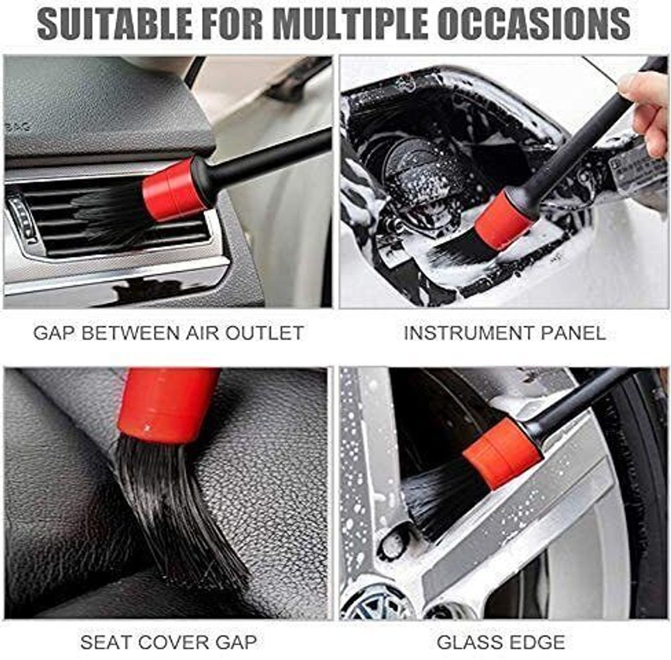 GLOW FIRST Auto Detailing Brush Set 5 Different Sizes Fiber Car Cleaning Tools Kit Combo - Image 4