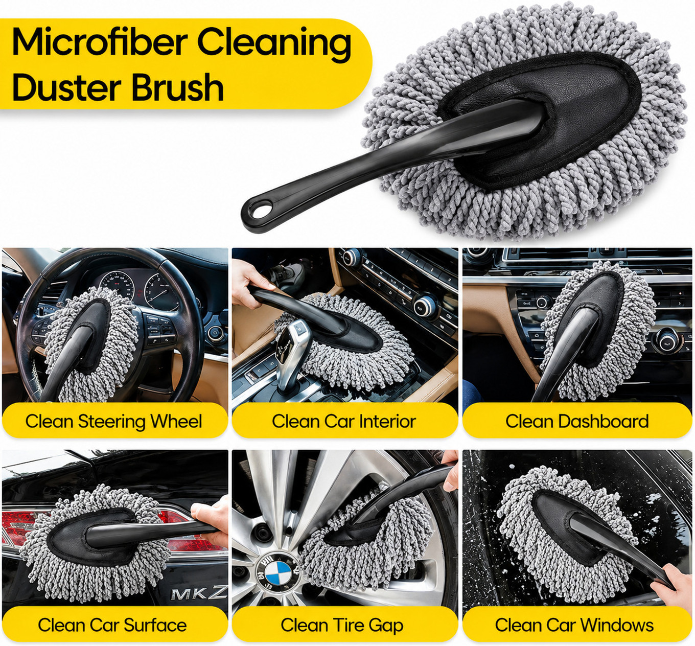 ORIDOR 1*Big Duster, 1*Small Duster, 1*Big Brush, 1*Small Brush, 1* Microfiber Towel Combo - Image 2